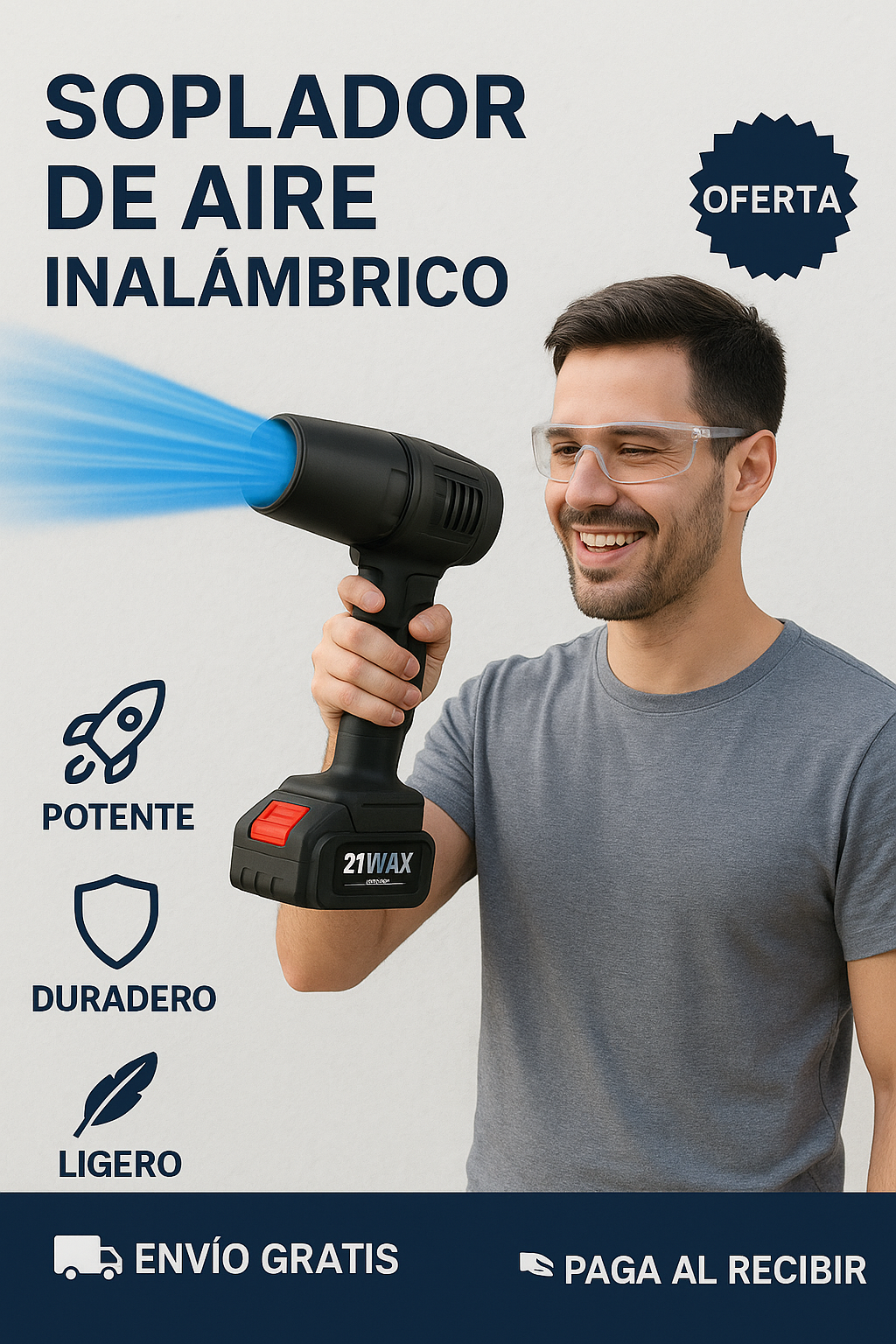 Soplador Inalámbrico Recargable + 2 Baterias